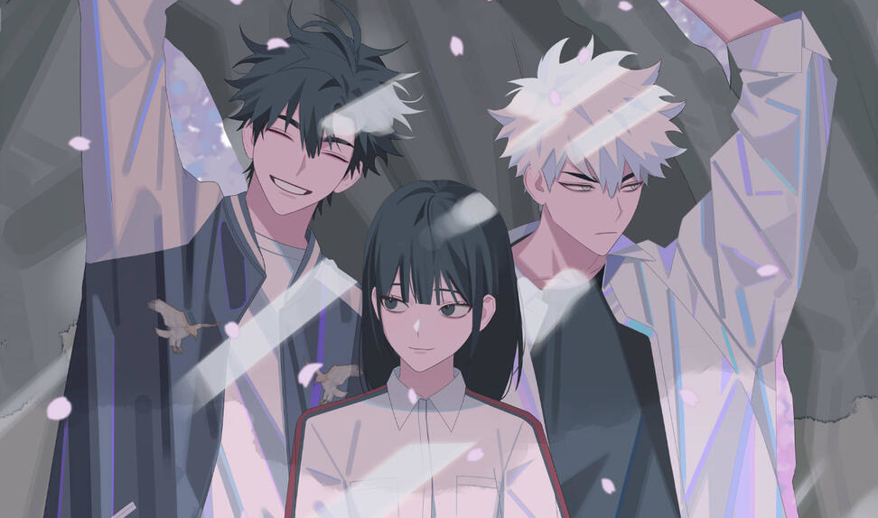 Cheng Xiaoshi, Lu Guang e Qiao Ling juntos.