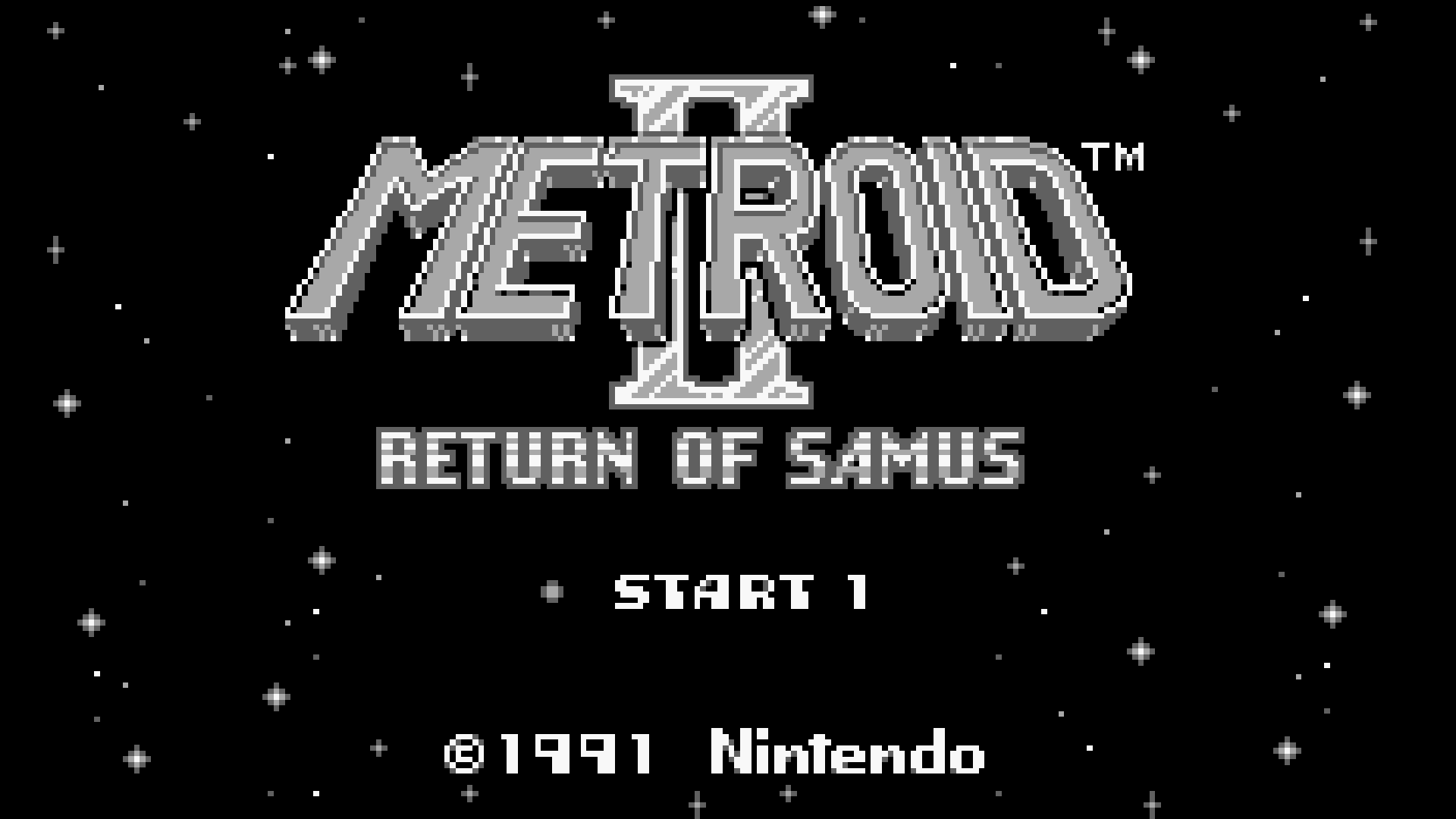 Tela de início do jogo Metroid 2 Return of Samus