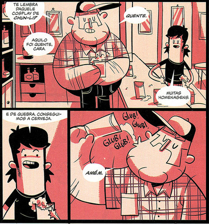Leo e barba conversando sobre uma cosplay