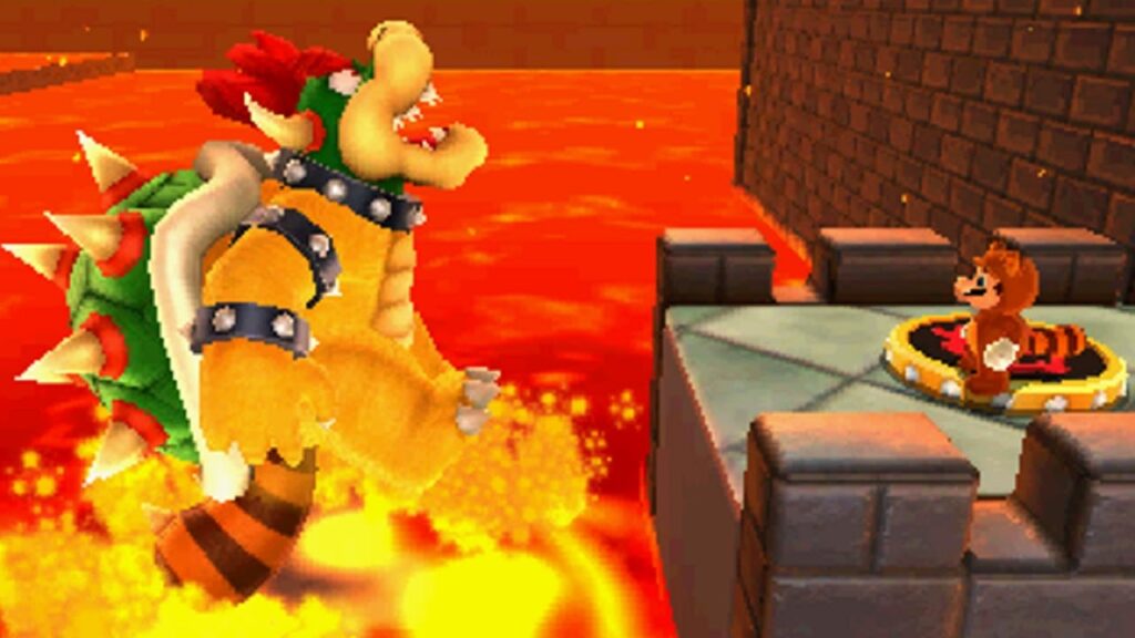Mario derrotando o Bowser em Super Mario 3D Land