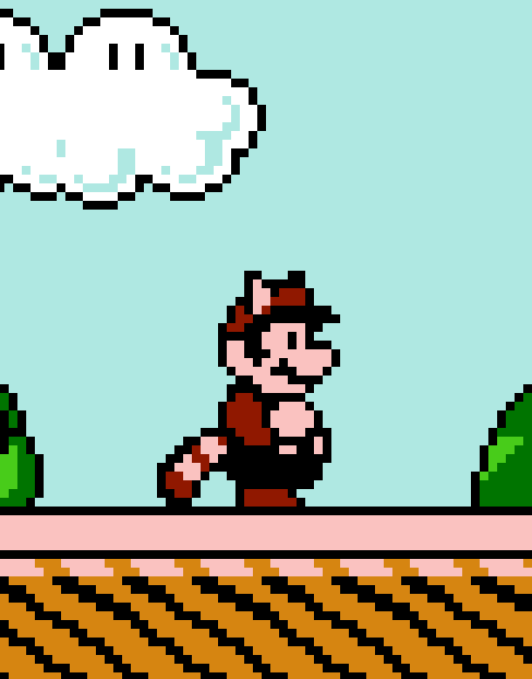 Mario na forma Tanooki em Super Mario 3