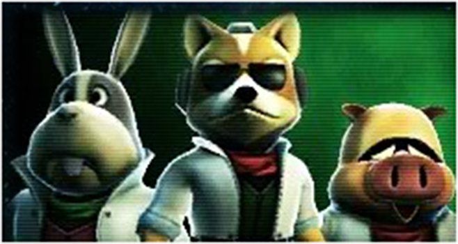 Primeira formação da Star Fox: James McCloud (líder), Peppy Hare e Pigma Dengar.