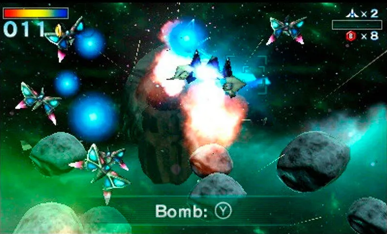 Uma das fases do jogo Star Fox 64 3D