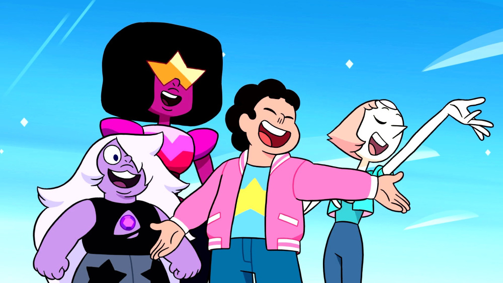 Steven e as Cristal Gems originais cantando