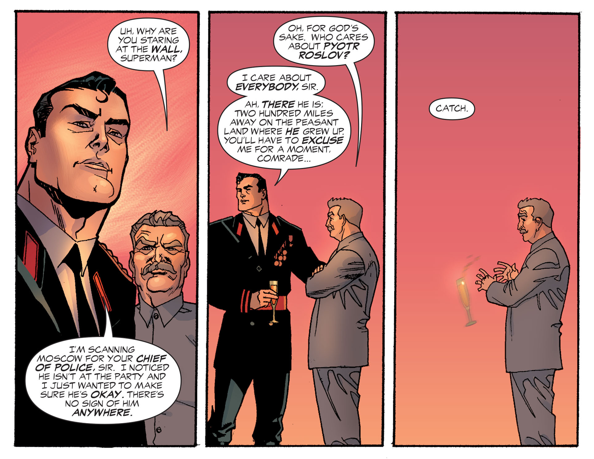 Superman e Stalin conversando.