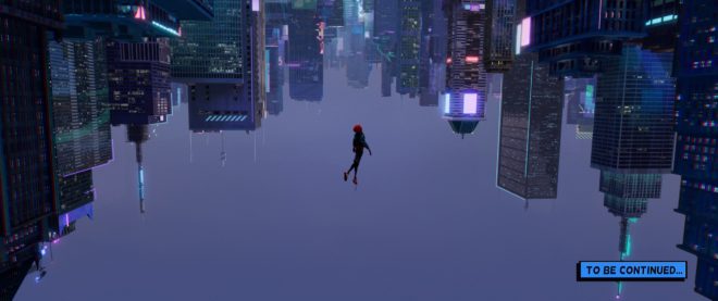 Miles caindo na cidade de cabeça para baixo.