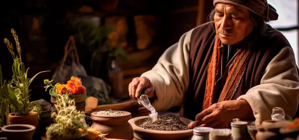 Cultivo do chá, na Cultura Andina.