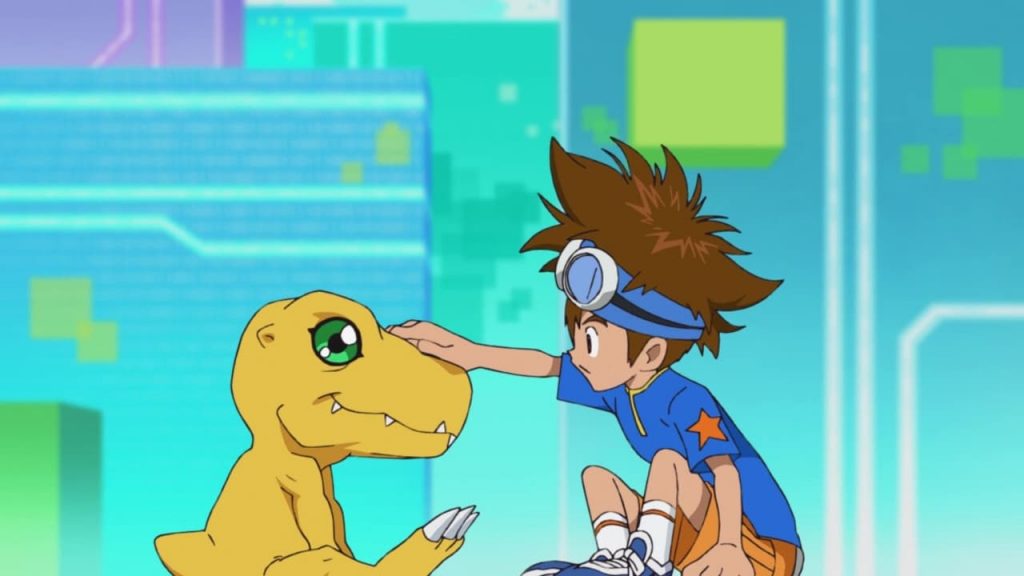Agumon e Taichi se conhecendo em Digimon 2020