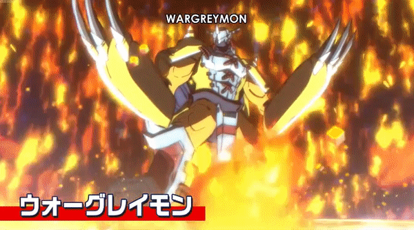 Wargremon evoluindo em Digimon Adventure 2020