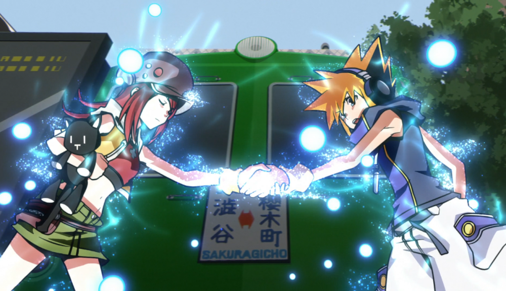 Neku e Shiki realizando o pacto em Subarashiki kono Sekai: The animation