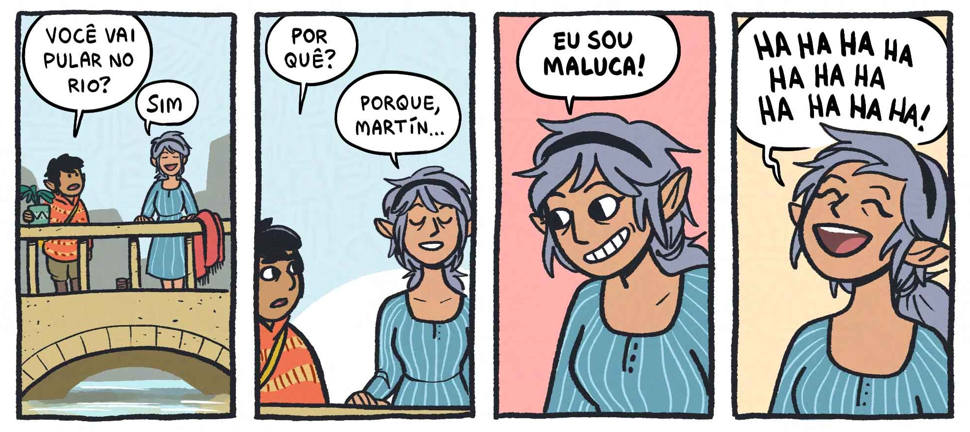 Taia dizendo que vai pular no rio porque é maluca.
